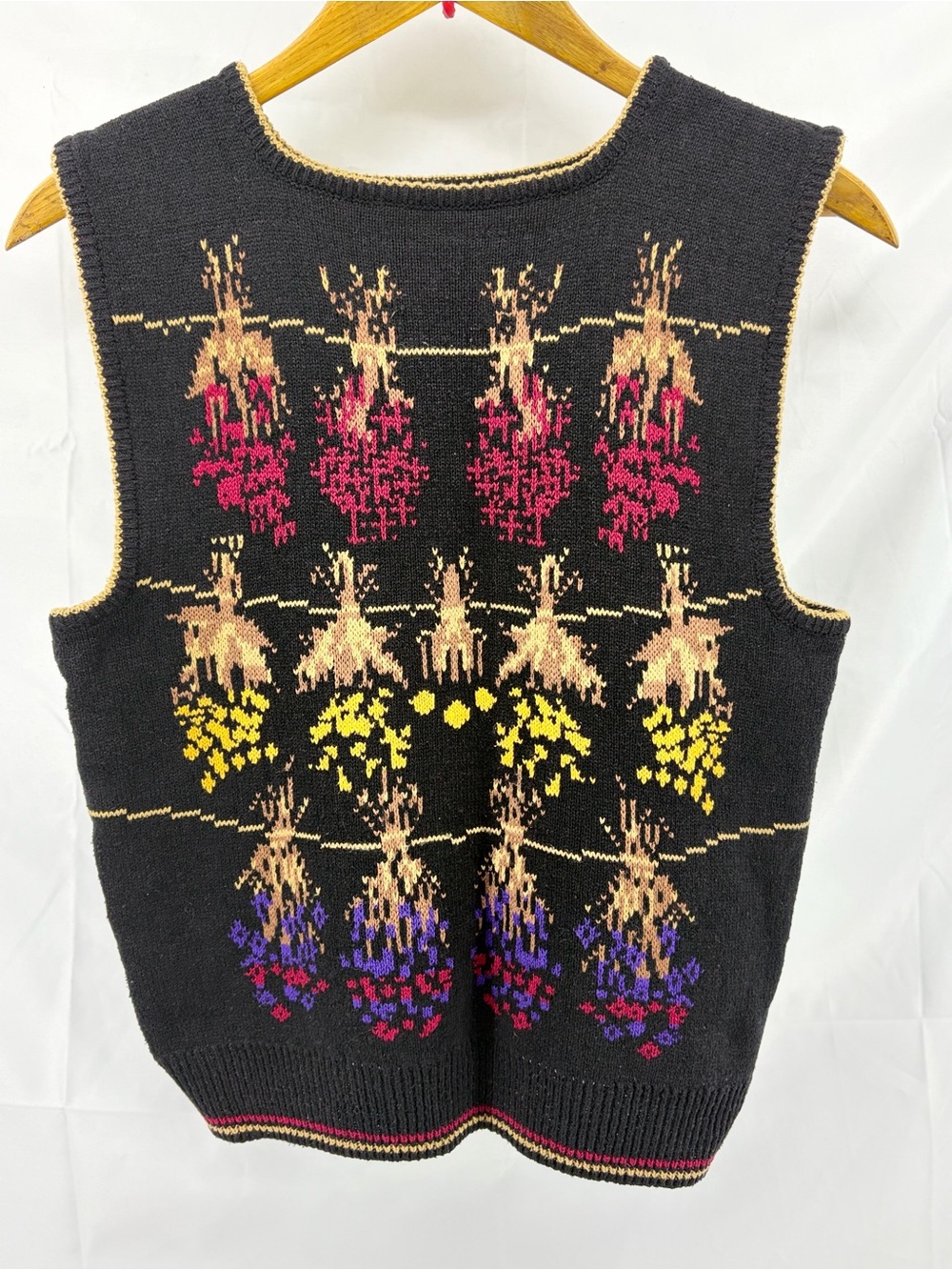 Vintage Jantzen Square Neck Knit Silk-Blend Sweater Vest Dried Flowers, Womens M